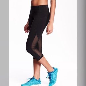 Black leggings with mesh mid rise